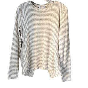 Derek Lam 10 Crosby Stripe Long Sleeve Crewneck Split Back